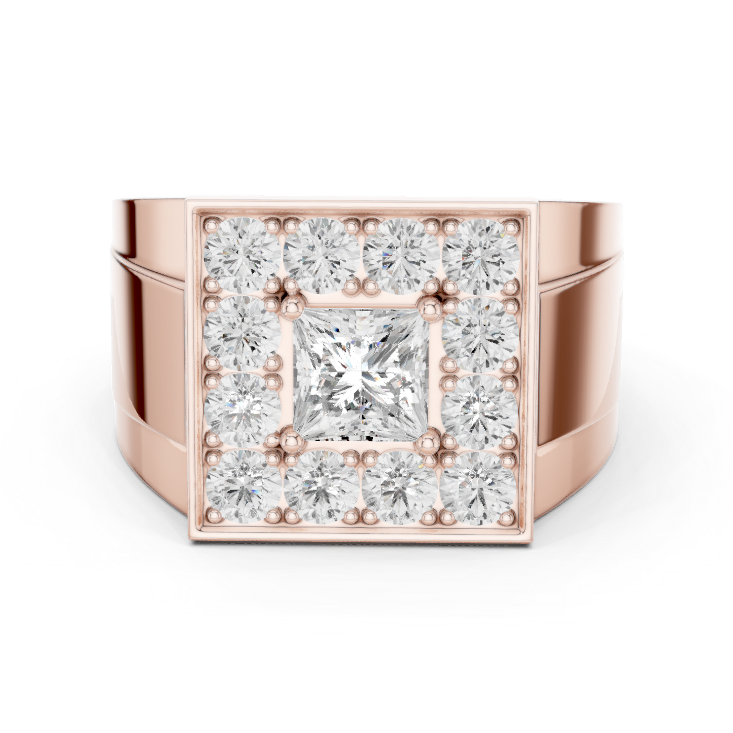 2.20 Ct Round & Princess Shape Lab Grown 10k Solid White Gold Stunning Diamond Men's Ring