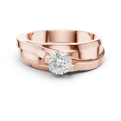 Lab grown Diamond Round Shapes 14k Solid Rose Gold Every Wear Wedding Wear Diamond Ring  For men's