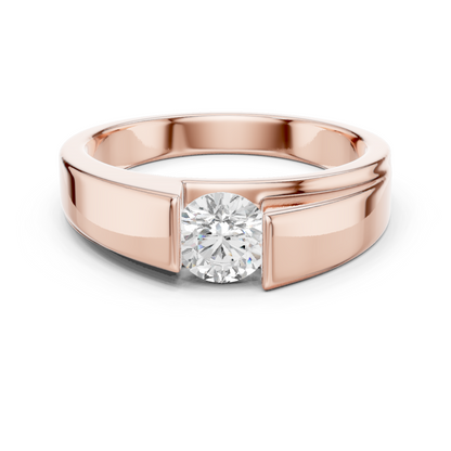 Men's Round Shapes Lab Grown Diamond 14k Solid Gold Stunning Wedding Wear Ring