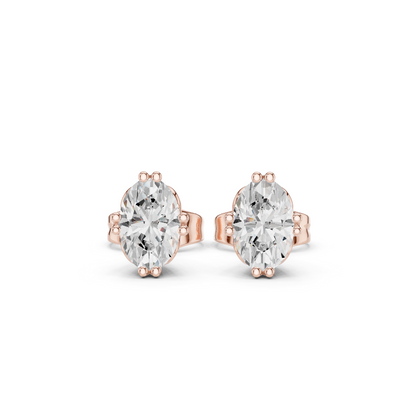 1.00 Ct Oval Shapes Lab Grown Diamond 18k Solid Gold Women Elegance Vintage Diamond Earring For Her