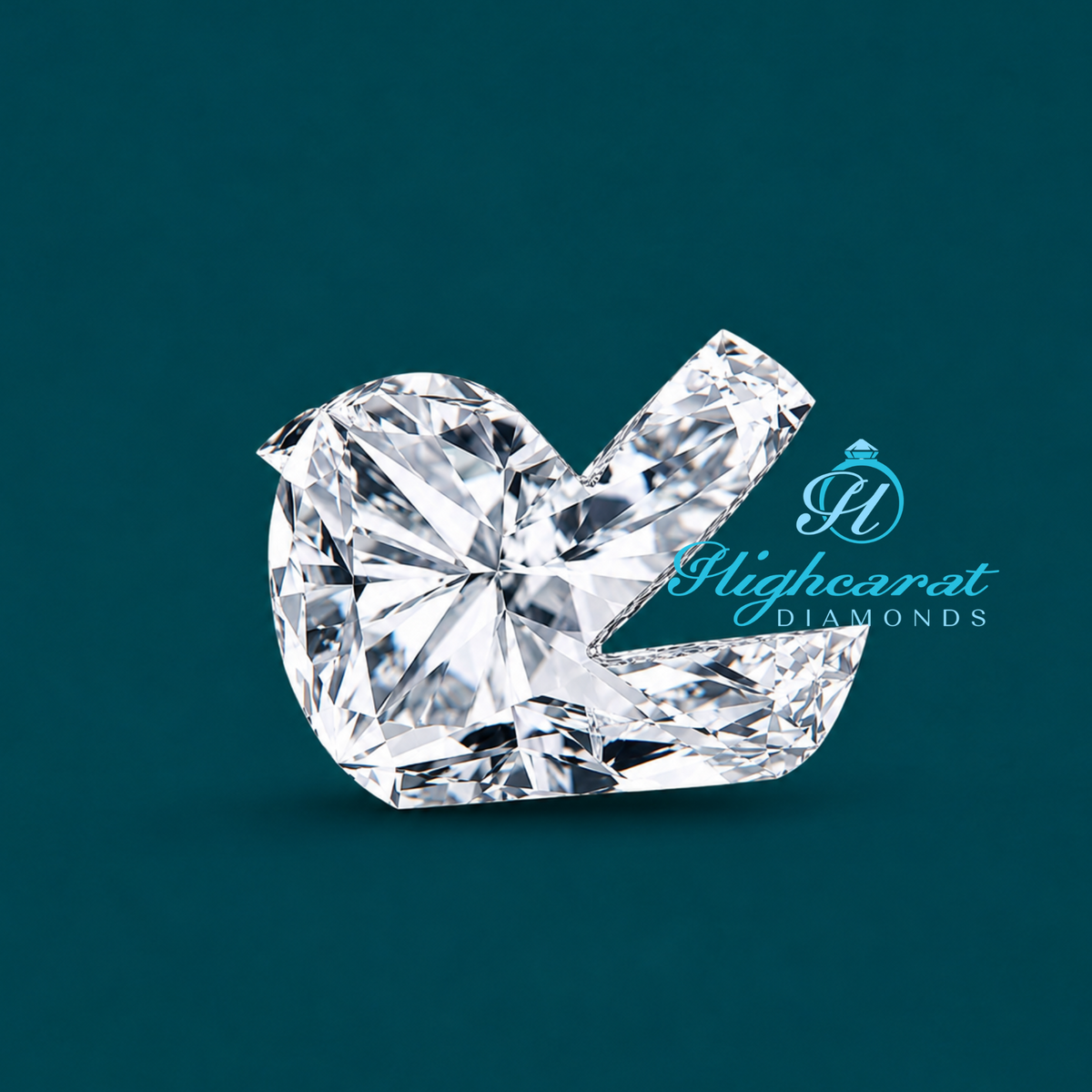 R initial fancy cut lab grown diamond top view showing facets