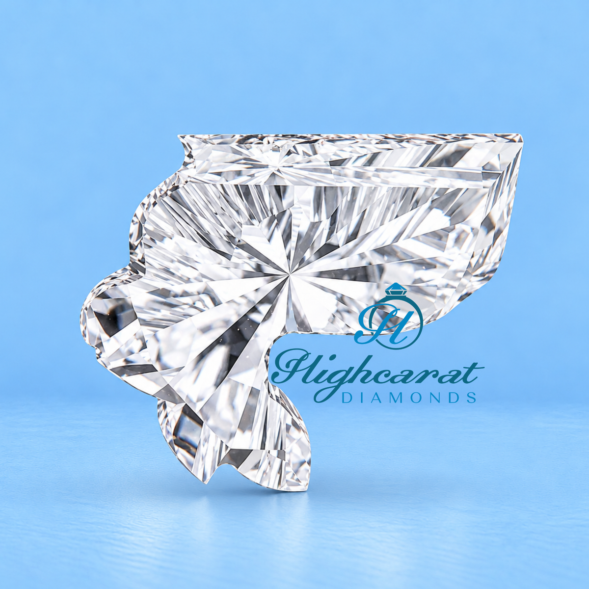 Rabbit shape lab grown diamond top view showing facet details