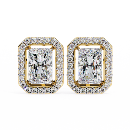 Radiant And Round Cut Top Grade Diamond Vintage Halo Style Minimalist Dainty Wedding Stud Earring - HIGHCARAT DIAMONDS