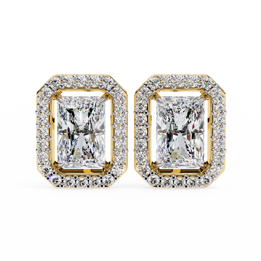 Radiant And Round Cut Top Grade Diamond Vintage Halo Style Minimalist Dainty Wedding Stud Earring - HIGHCARAT DIAMONDS