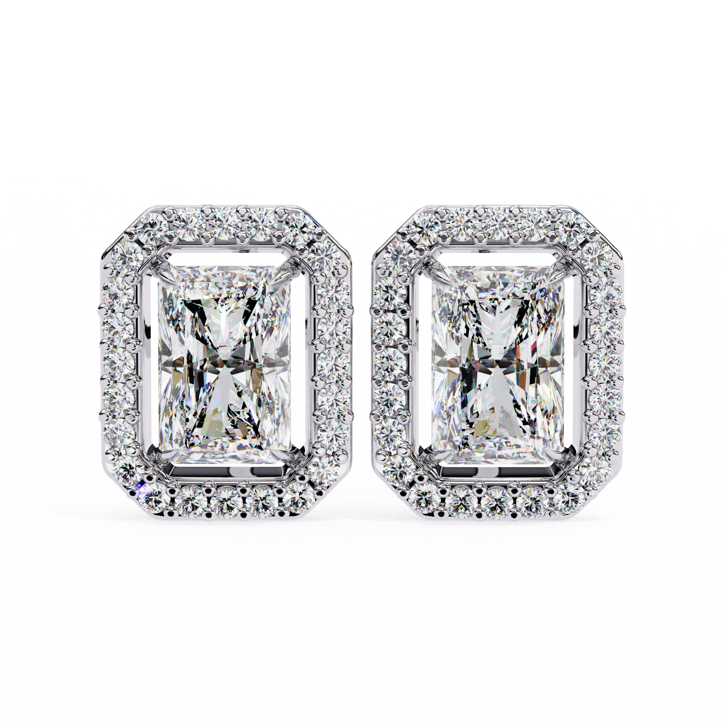Radiant And Round Cut Top Grade Diamond Vintage Halo Style Minimalist Dainty Wedding Stud Earring - HIGHCARAT DIAMONDS