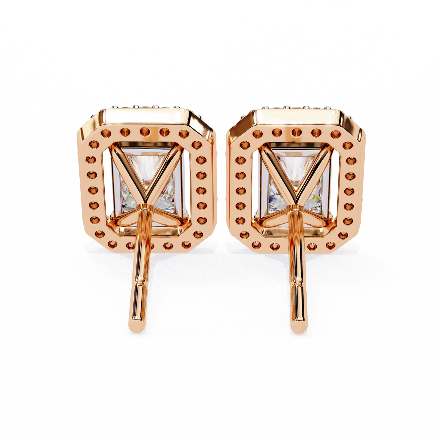 Radiant And Round Cut Top Grade Diamond Vintage Halo Style Minimalist Dainty Wedding Stud Earring - HIGHCARAT DIAMONDS