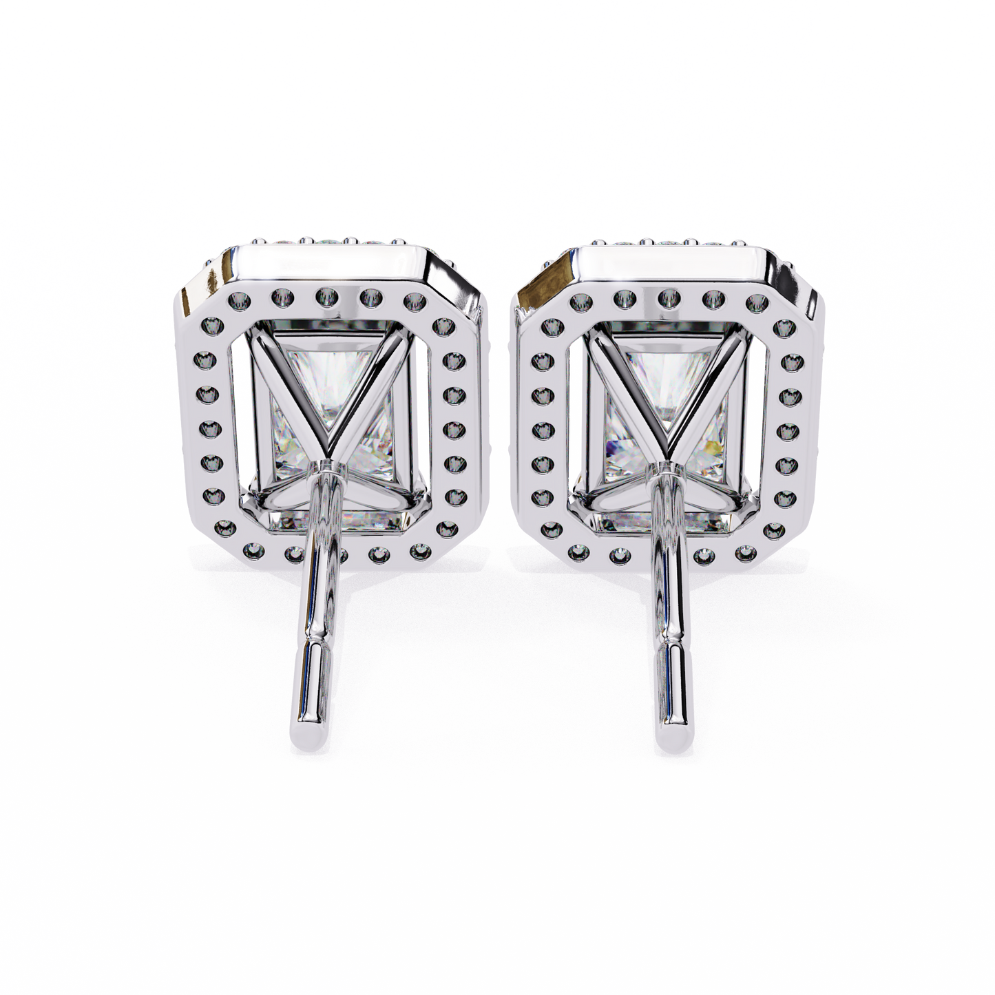 Radiant And Round Cut Top Grade Diamond Vintage Halo Style Minimalist Dainty Wedding Stud Earring - HIGHCARAT DIAMONDS