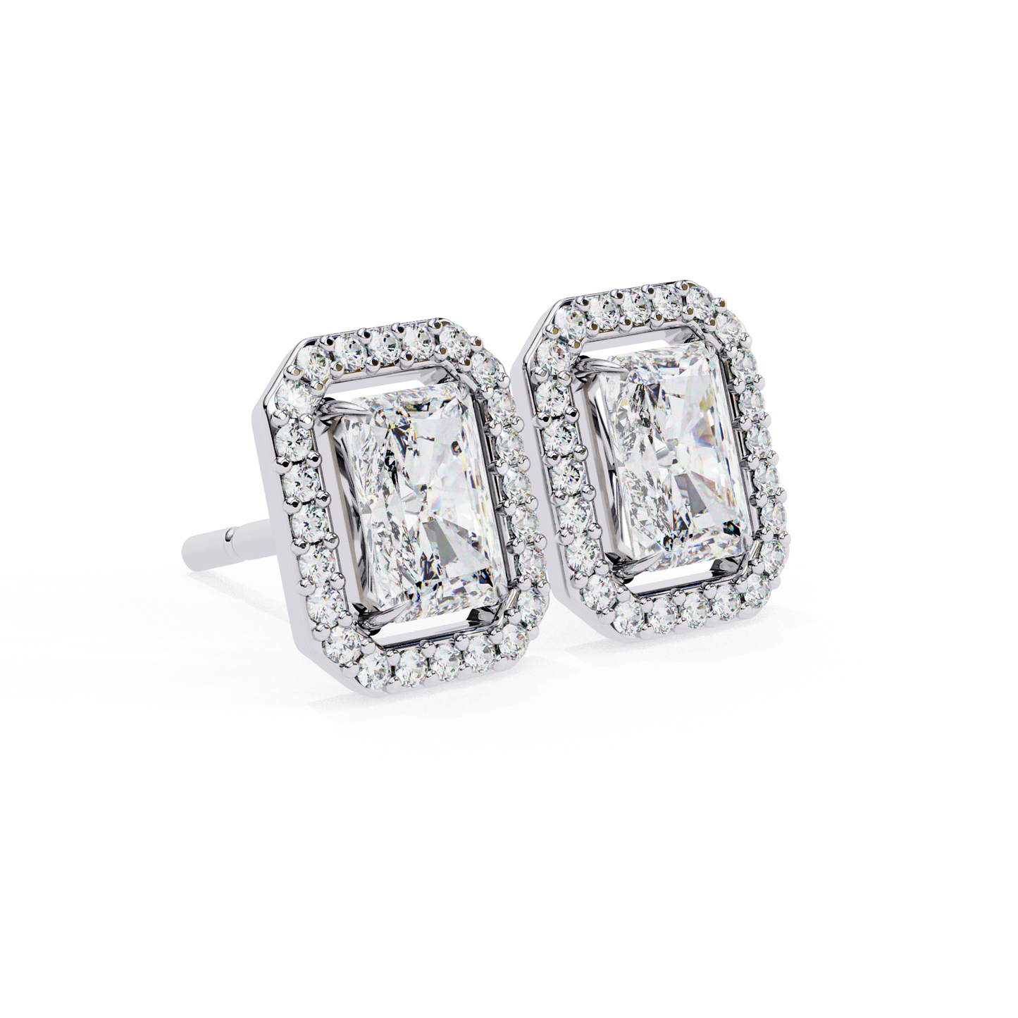 Radiant And Round Cut Top Grade Diamond Vintage Halo Style Minimalist Dainty Wedding Stud Earring - HIGHCARAT DIAMONDS
