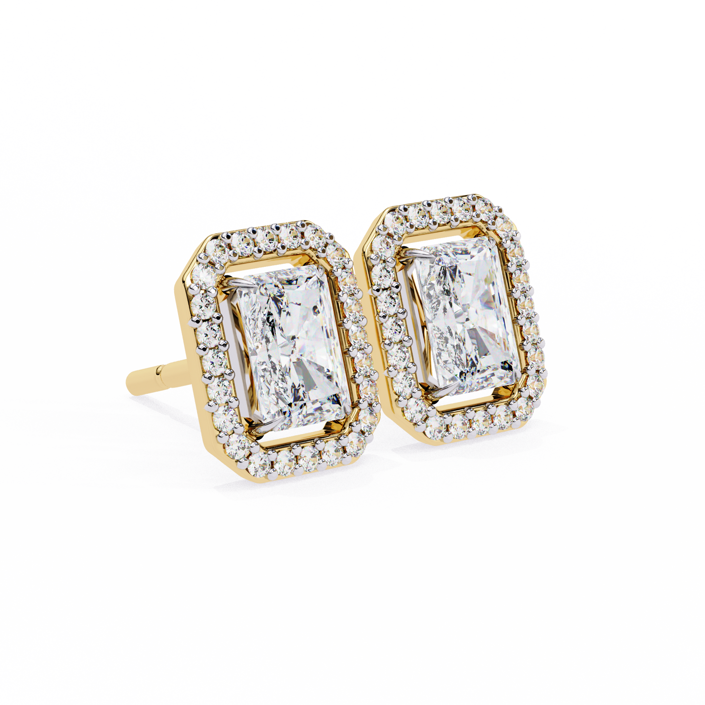 Radiant And Round Cut Top Grade Diamond Vintage Halo Style Minimalist Dainty Wedding Stud Earring - HIGHCARAT DIAMONDS