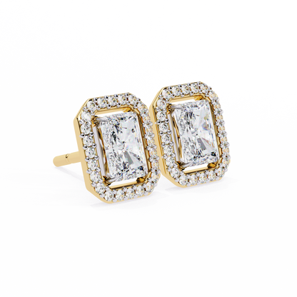 Radiant And Round Cut Top Grade Diamond Vintage Halo Style Minimalist Dainty Wedding Stud Earring - HIGHCARAT DIAMONDS