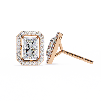 Radiant And Round Cut Top Grade Diamond Vintage Halo Style Minimalist Dainty Wedding Stud Earring - HIGHCARAT DIAMONDS