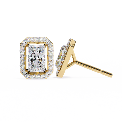Radiant And Round Cut Top Grade Diamond Vintage Halo Style Minimalist Dainty Wedding Stud Earring - HIGHCARAT DIAMONDS