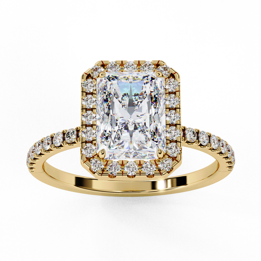 Radiant And Round Cut lab Grown Diamond And 10k Unique Art Deco Ring For Surprise Gifted - HIGHCARAT DIAMONDS