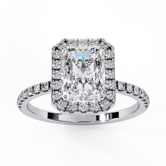 Radiant And Round Cut lab Grown Diamond And 10k Unique Art Deco Ring For Surprise Gifted - HIGHCARAT DIAMONDS
