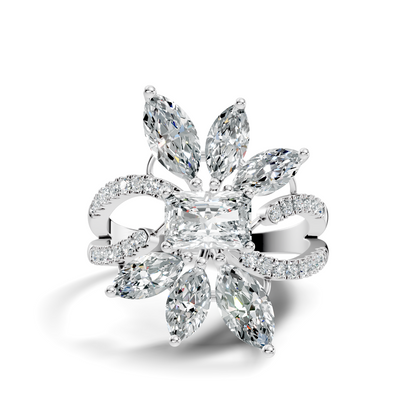 2.45Ct Radiant, Round and Marquise Cut Diamond Elegant Stunning Vintage Bridesmaid Ring For Women's - HIGHCARAT DIAMONDS