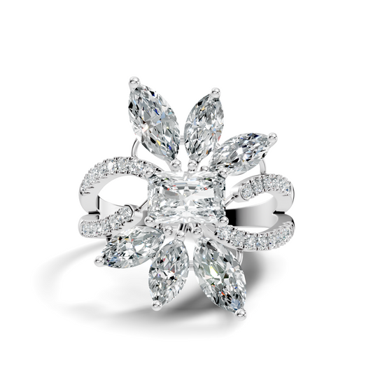 2.45Ct Radiant, Round and Marquise Cut Diamond Elegant Stunning Vintage Bridesmaid Ring For Women's - HIGHCARAT DIAMONDS