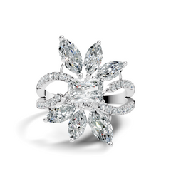 2.45Ct Radiant, Round and Marquise Cut Diamond Elegant Stunning Vintage Bridesmaid Ring For Women's - HIGHCARAT DIAMONDS