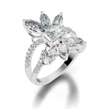 2.45Ct Radiant, Round and Marquise Cut Diamond Elegant Stunning Vintage Bridesmaid Ring For Women's - HIGHCARAT DIAMONDS
