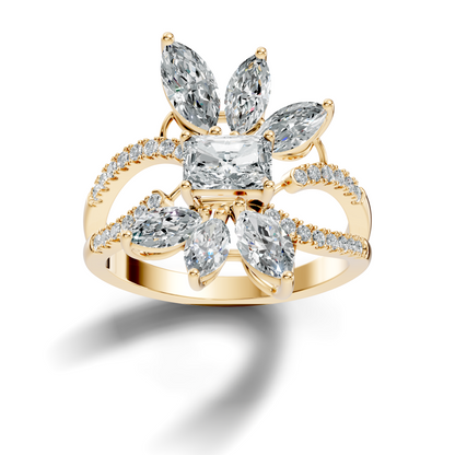 2.45Ct Radiant, Round and Marquise Cut Diamond Elegant Stunning Vintage Bridesmaid Ring For Women's - HIGHCARAT DIAMONDS