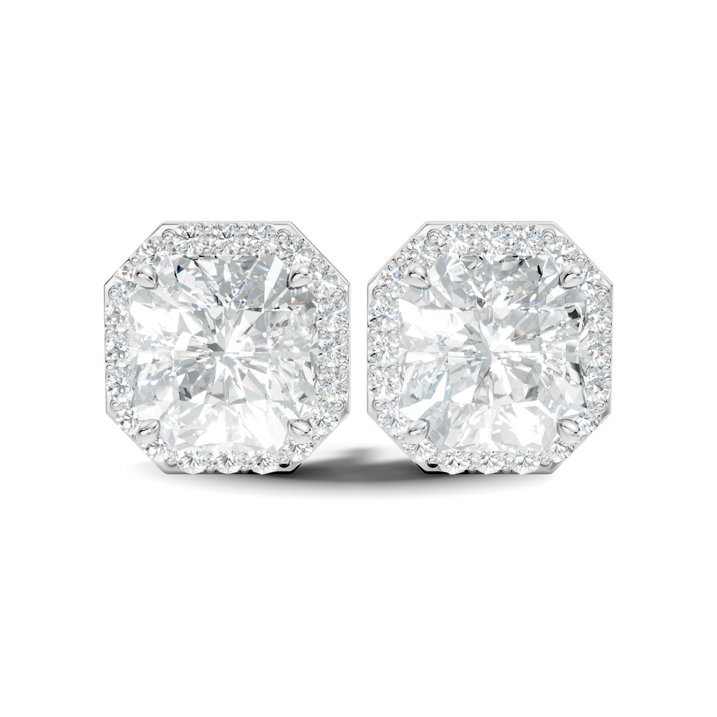 Radiant Square & Round Shape 4.02 Ct  Lab Grown Diamond 14k Solid Gold Stunning New Classic Studs Diamond Earrings For Her Gift - HIGHCARAT DIAMONDS