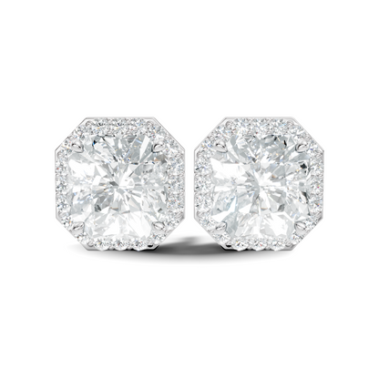Radiant Square & Round Shape 4.02 Ct  Lab Grown Diamond 14k Solid Gold Stunning New Classic Studs Diamond Earrings For Her Gift - HIGHCARAT DIAMONDS