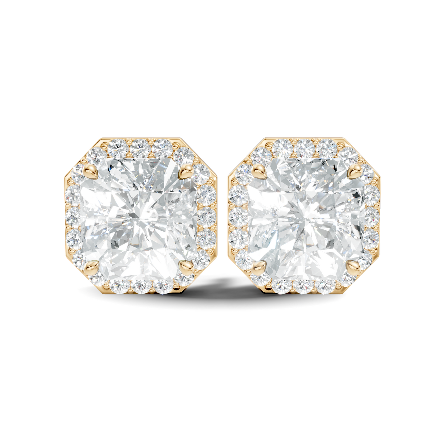 Radiant Square & Round Shape 4.02 Ct  Lab Grown Diamond 14k Solid Gold Stunning New Classic Studs Diamond Earrings For Her Gift - HIGHCARAT DIAMONDS