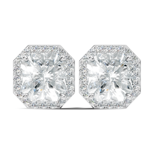 Radiant Square & Round Shape 4.02 Ct  Lab Grown Diamond 14k Solid Gold Stunning New Classic Studs Diamond Earrings For Her Gift - HIGHCARAT DIAMONDS