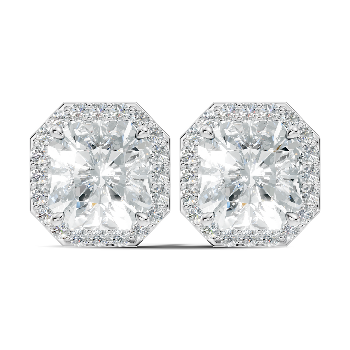 Radiant Square & Round Shape 4.02 Ct  Lab Grown Diamond 14k Solid Gold Stunning New Classic Studs Diamond Earrings For Her Gift - HIGHCARAT DIAMONDS