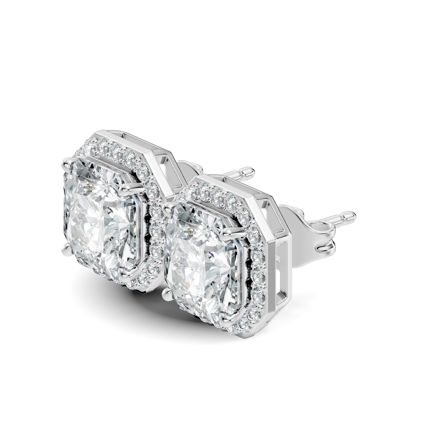 Radiant Square & Round Shape 4.02 Ct  Lab Grown Diamond 14k Solid Gold Stunning New Classic Studs Diamond Earrings For Her Gift - HIGHCARAT DIAMONDS