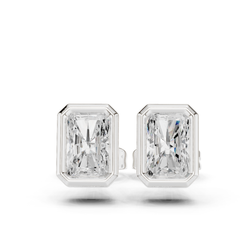 Radiant Cut Lab Grown Diamond Vintage Stud Earrings