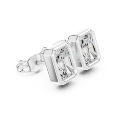 Radiant Cut Lab Grown Diamond Vintage Stud Earrings