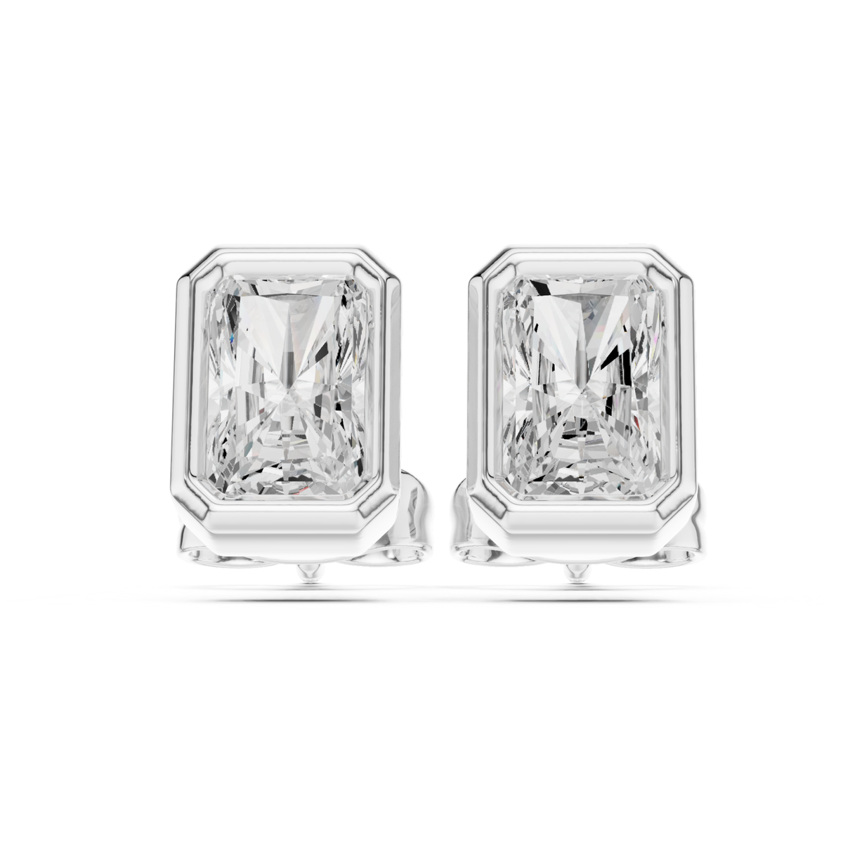Radiant Cut Lab Grown Diamond Vintage Stud Earrings