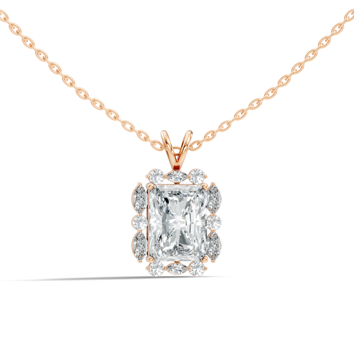 Vintage Radiant Cut Labgrown Diamond Pendant Elegant 5.11 Ct White Gold Jewelry Gift - HIGHCARAT DIAMONDS