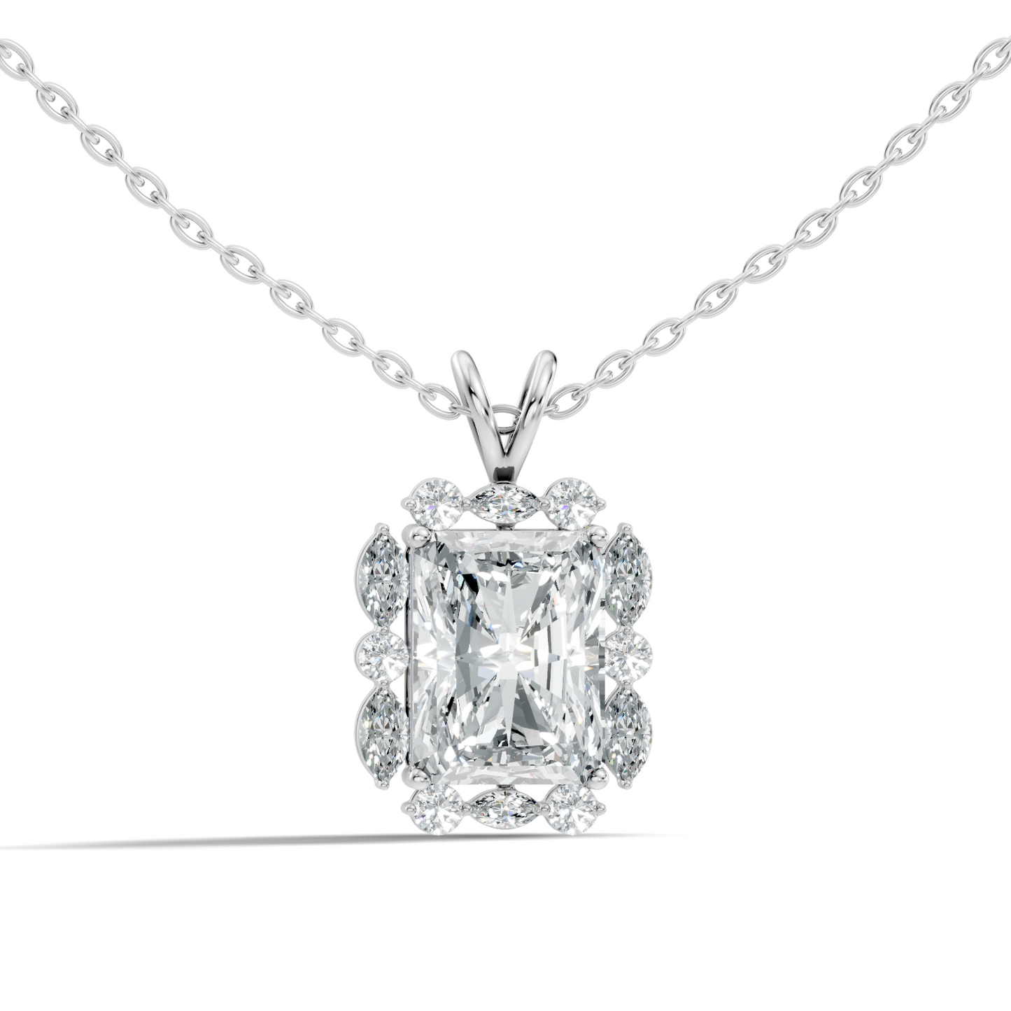 Vintage Radiant Cut Labgrown Diamond Pendant Elegant 5.11 Ct White Gold Jewelry Gift - HIGHCARAT DIAMONDS