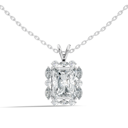 Vintage Radiant Cut Labgrown Diamond Pendant Elegant 5.11 Ct White Gold Jewelry Gift - HIGHCARAT DIAMONDS