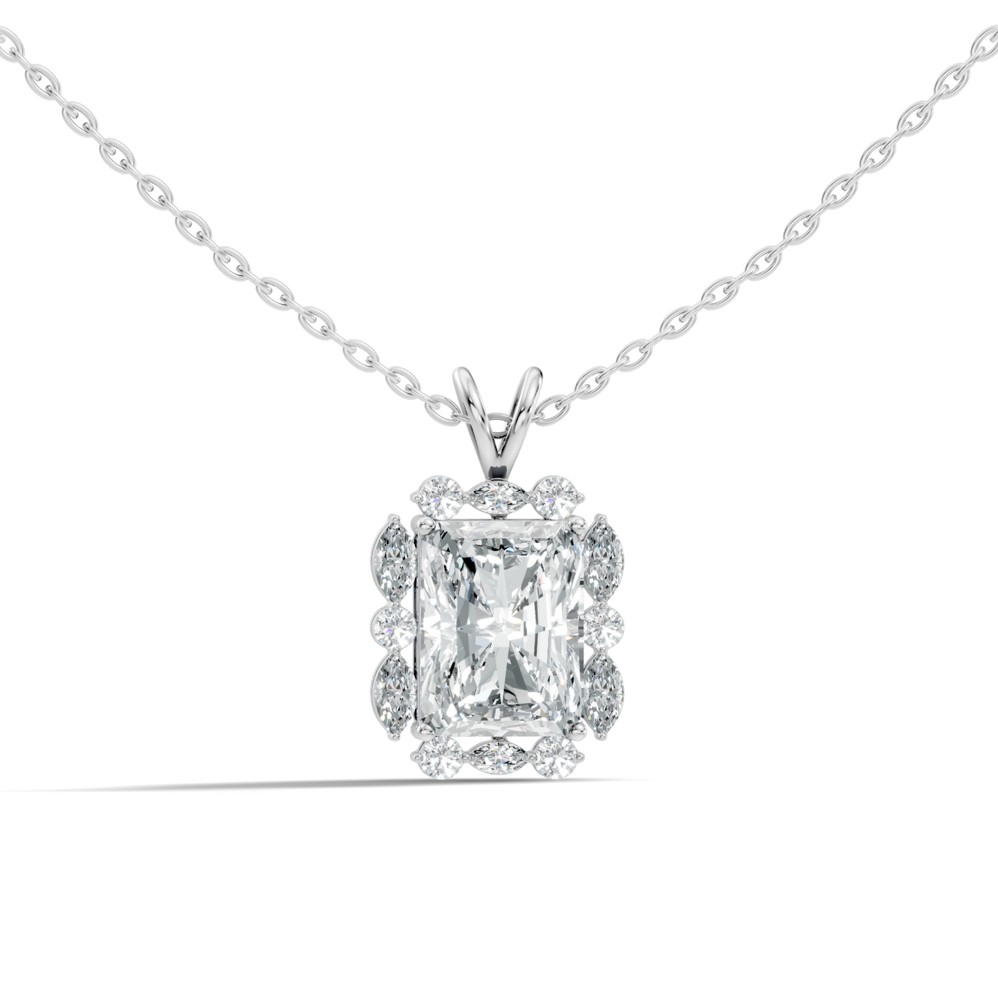 Vintage Radiant Cut Labgrown Diamond Pendant Elegant 5.11 Ct White Gold Jewelry Gift - HIGHCARAT DIAMONDS