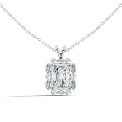 Vintage Radiant Cut Labgrown Diamond Pendant Elegant 5.11 Ct White Gold Jewelry Gift - HIGHCARAT DIAMONDS