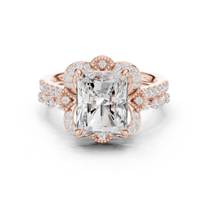 Radiant, Marquise and Round Cut 3.68Ct Lab Grown Diamond Unique Art Deco Cluster Wedding Ring For Women's - HIGHCARAT DIAMONDS