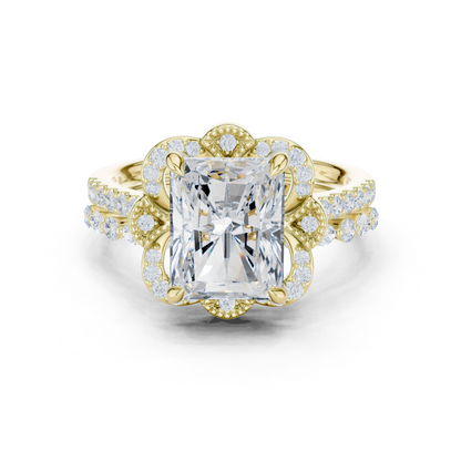 Radiant, Marquise and Round Cut 3.68Ct Lab Grown Diamond Unique Art Deco Cluster Wedding Ring For Women's - HIGHCARAT DIAMONDS