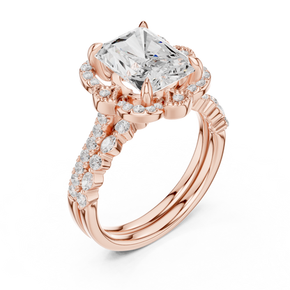 Radiant, Marquise and Round Cut 3.68Ct Lab Grown Diamond Unique Art Deco Cluster Wedding Ring For Women's - HIGHCARAT DIAMONDS