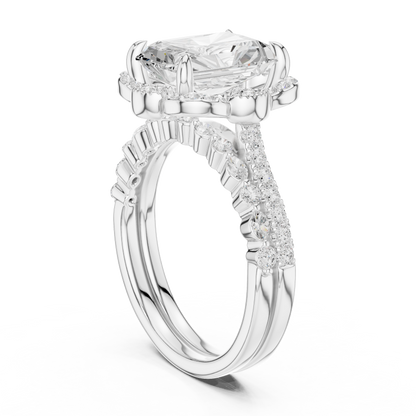 Radiant, Marquise and Round Cut 3.68Ct Lab Grown Diamond Unique Art Deco Cluster Wedding Ring For Women's - HIGHCARAT DIAMONDS