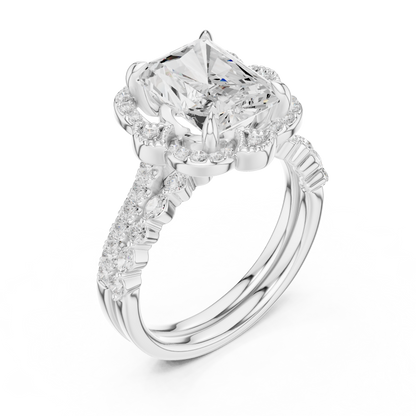 Radiant, Marquise and Round Cut 3.68Ct Lab Grown Diamond Unique Art Deco Cluster Wedding Ring For Women's - HIGHCARAT DIAMONDS