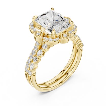 Radiant, Marquise and Round Cut 3.68Ct Lab Grown Diamond Unique Art Deco Cluster Wedding Ring For Women's - HIGHCARAT DIAMONDS