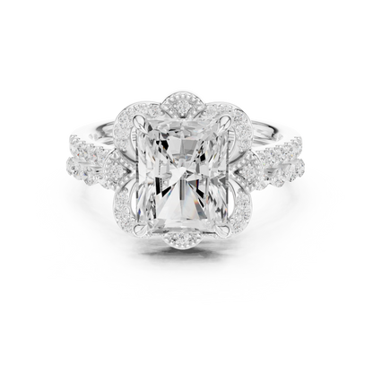 Radiant, Marquise and Round Cut 3.68Ct Lab Grown Diamond Unique Art Deco Cluster Wedding Ring For Women's - HIGHCARAT DIAMONDS