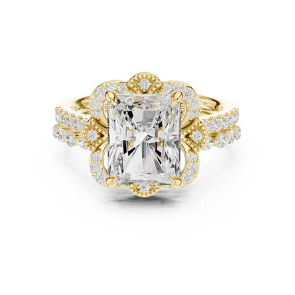 Radiant, Marquise and Round Cut 3.68Ct Lab Grown Diamond Unique Art Deco Cluster Wedding Ring For Women's - HIGHCARAT DIAMONDS