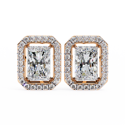 Radiant And Round Cut Top Grade Diamond Vintage Halo Style Minimalist Dainty Wedding Stud Earring - HIGHCARAT DIAMONDS