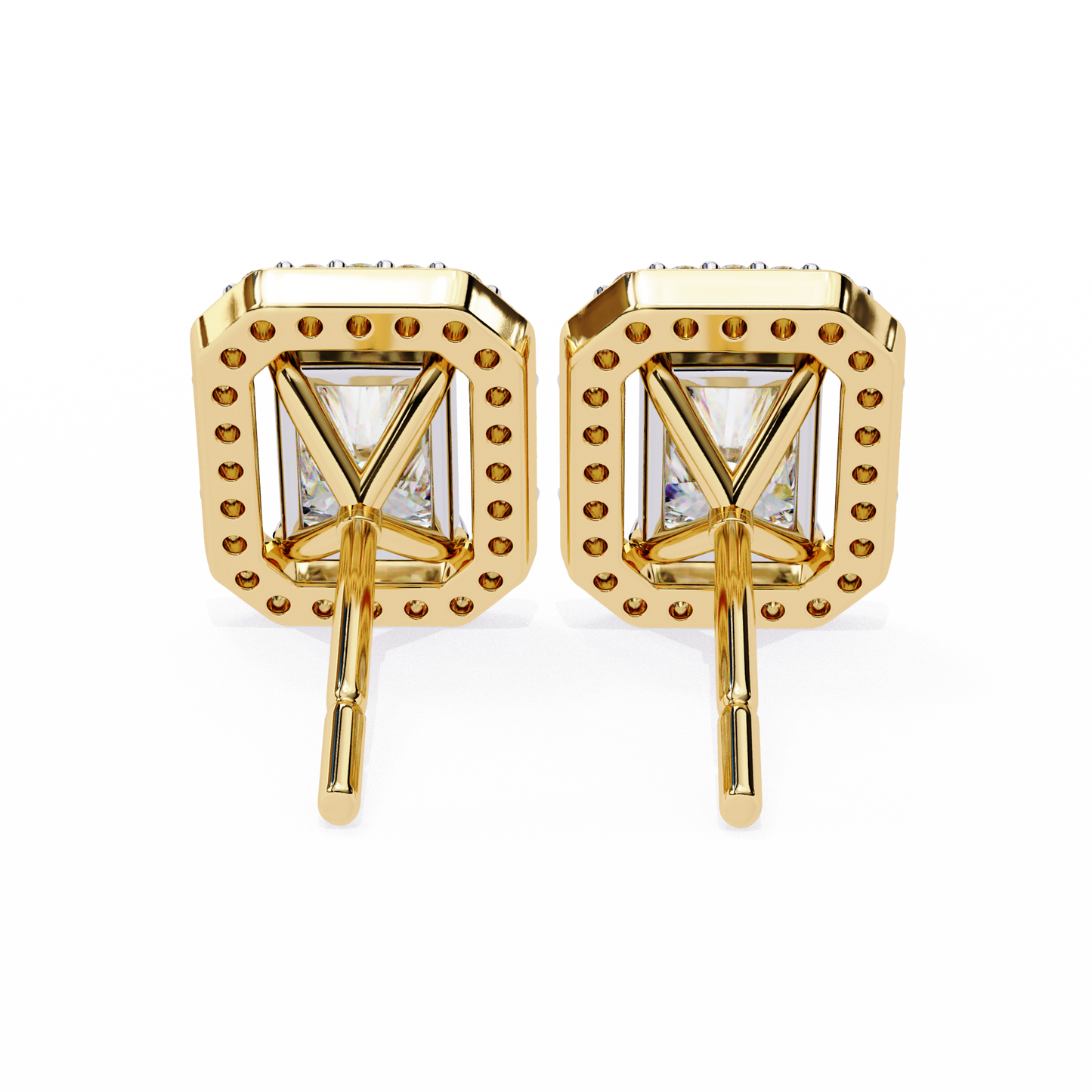 Radiant And Round Cut Top Grade Diamond Vintage Halo Style Minimalist Dainty Wedding Stud Earring - HIGHCARAT DIAMONDS