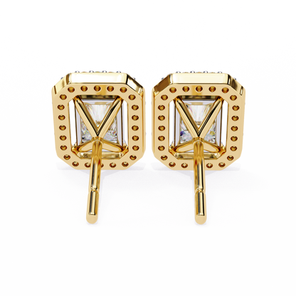 Radiant And Round Cut Top Grade Diamond Vintage Halo Style Minimalist Dainty Wedding Stud Earring - HIGHCARAT DIAMONDS