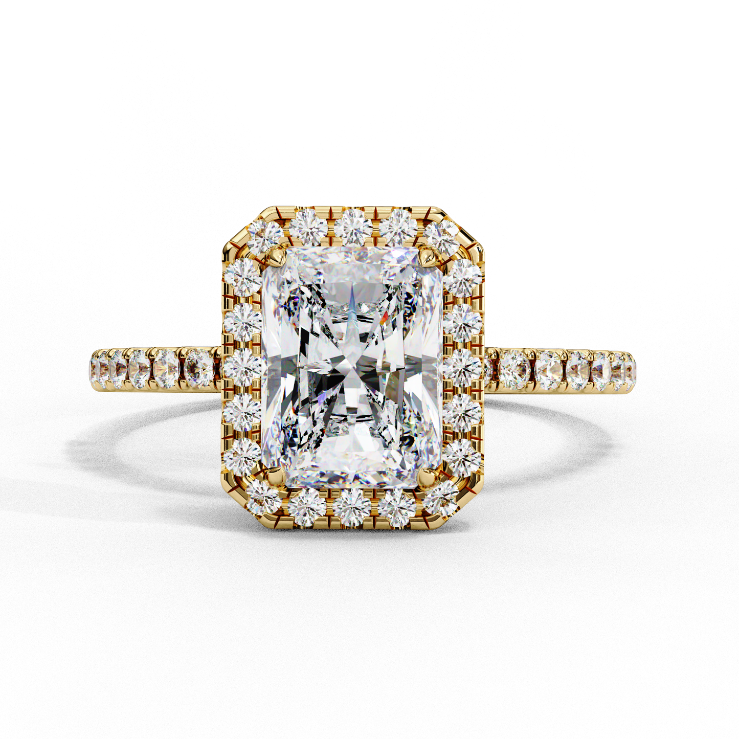 Radiant And Round Cut lab Grown Diamond And 10k Unique Art Deco Ring For Surprise Gifted - HIGHCARAT DIAMONDS