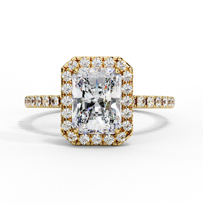 Radiant And Round Cut lab Grown Diamond And 10k Unique Art Deco Ring For Surprise Gifted - HIGHCARAT DIAMONDS